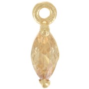 9.5x3mm Shuttle Charm with Zirconium Oxide - Fine gold plated - Light Topaz|raw }}