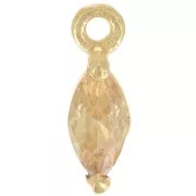 9.5x3mm Shuttle Charm with Zirconium Oxide - Fine gold plated - Light Topaz