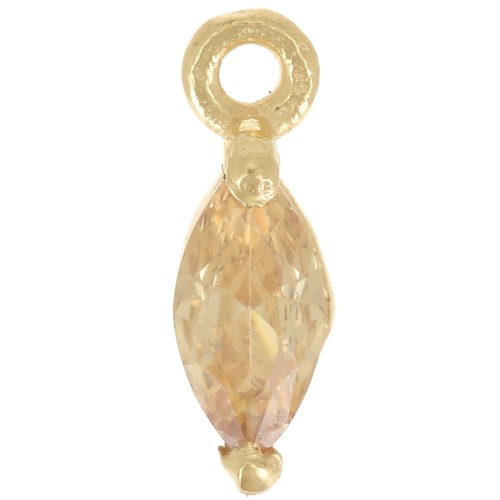 9.5x3mm Shuttle Charm with Zirconium Oxide - Fine gold plated - Light Topaz