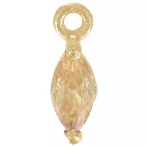9.5x3mm Shuttle Charm with Zirconium Oxide - Fine gold plated - Light Topaz