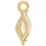 9.5x3mm Shuttle Charm with Zirconium Oxide - Fine gold plated - Light Topaz
