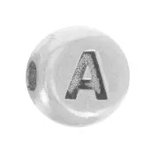 5mm Flat round bead - alphabet letter - A - 925 Sterling Silver x1