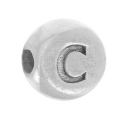 5mm Flat round bead - alphabet letter - C - 925 Sterling Silver x1|raw }}
