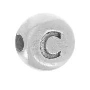 5mm Flat round bead - alphabet letter - C - 925 Sterling Silver x1