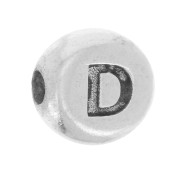5mm Flat round bead - alphabet letter - D - 925 Sterling Silver x1|raw }}