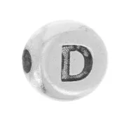 5mm Flat round bead - alphabet letter - D - 925 Sterling Silver x1