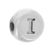 5mm Flat round bead - alphabet letter - I - 925 Sterling Silver x1