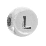 5mm Flat round bead - alphabet letter - L - 925 Sterling Silver x1|raw }}