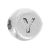 5mm Flat round bead - alphabet letter - Y - 925 Sterling Silver x1