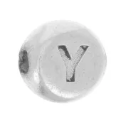 5mm Flat round bead - alphabet letter - Y - 925 Sterling Silver x1