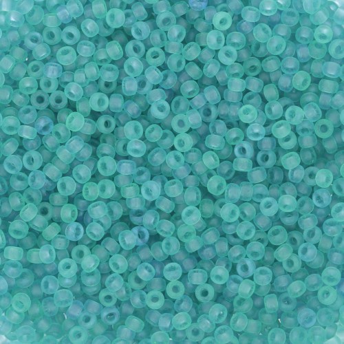Miyuki Seed beads 15/0 1614 - Dyed Semi-Frosted Transparent Aqua x8g