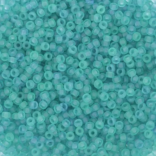 Miyuki Seed beads 15/0 1614 - Dyed Semi-Frosted Transparent Aqua x8g