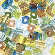 Mix Cubes Miyuki 4 mm et 3 mm SB-MIX-18 - Egyptian Lapis Stripe x10g