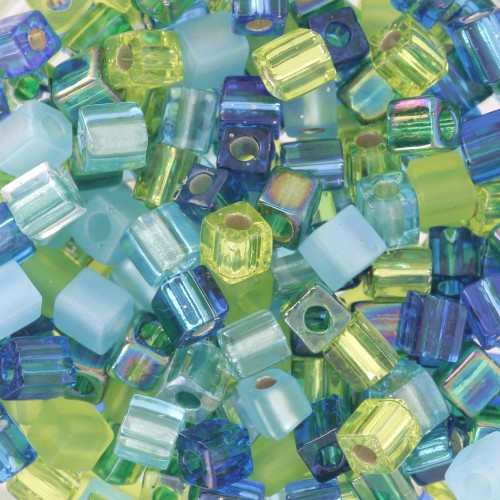 Mix Cubes Miyuki 4 mm SB-MIX-20 - Electric Blue Lagoon x10g