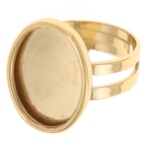 18x13mm Adjustable setting ring for cabochon - 3-micron gold-plated x1