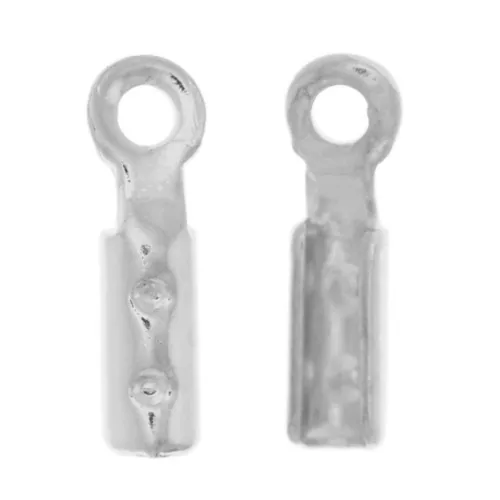 0.9mm Mini round crimp ends - Fine silver plated x10