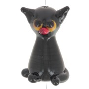 Glass bead cat - 20x12 mm - Black x1