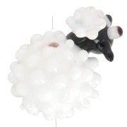 Glass bead sheep 14x19 mm - White - Black x1
