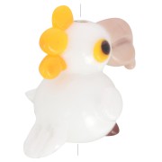 Glass bead parrot 19x13 mm - White - Yellow x1