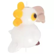 Glass bead parrot 19x13 mm - White - Yellow x1