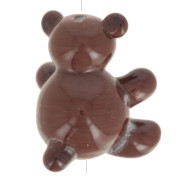 Hand-crafted glass bead teddy bear 18.5 mm - Brown - Beige x1