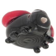 Glass bead ladybug 13x16 mm - Black - Red x1