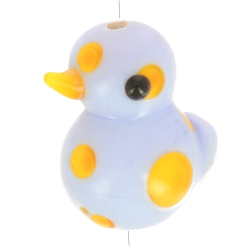 Bird Glass Bead 18x13 mm - Sky Blue - Yellow x1