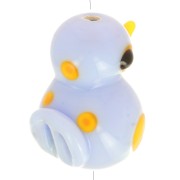 Bird Glass Bead 18x13 mm - Sky Blue - Yellow x1