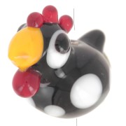 Glass bead hen 18x21 mm - Black - White x1
