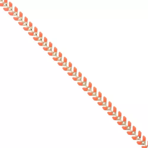 Epoxy resin herringbone chain 6.3 mm Orange Neon gold x 20cm