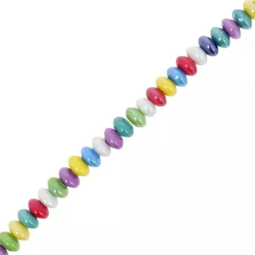 12x7mm Ceramic Rondelle beads - Iridescent multicolor x28cm