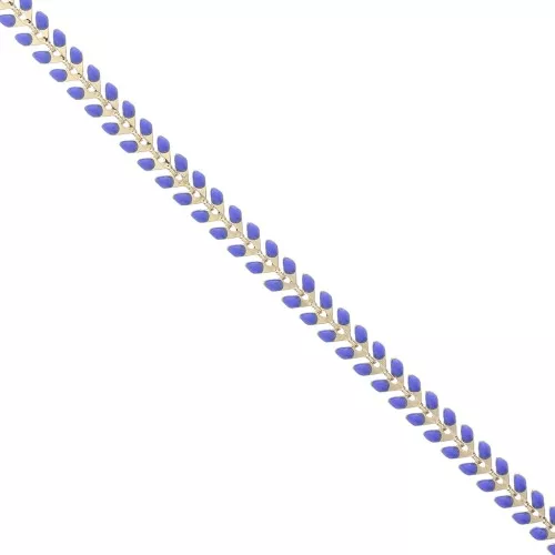 Epoxy resin herringbone chain 6.3 mm Royal blue - gold x 20cm