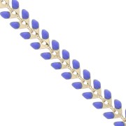 Epoxy resin herringbone chain 6.3 mm Royal blue - gold x 20cm