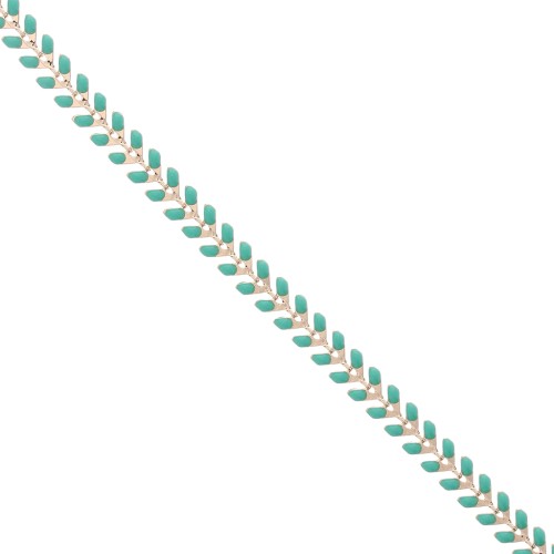 Epoxy resin herringbone chain 6.3 mm Mint doré x 20cm