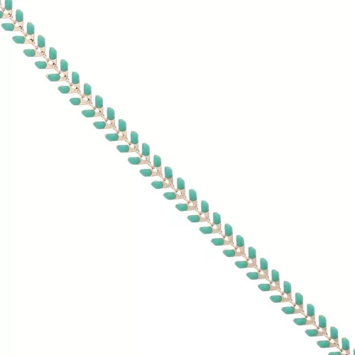 Epoxy resin herringbone chain 6.3 mm Mint doré x 20cm