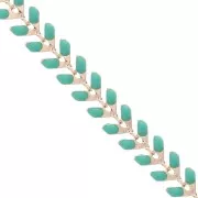 Epoxy resin herringbone chain 6.3 mm Mint doré x 20cm