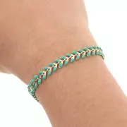 Epoxy resin herringbone chain 6.3 mm Mint doré x 20cm