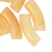 Curved tube beads 35x11mm in translucent acrylic - Orange marbled pearl x6