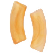 Curved tube beads 35x11mm in translucent acrylic - Orange marbled pearl x6