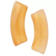 Curved tube beads 35x11mm in translucent acrylic - Orange marbled pearl x6