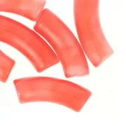 Curved tube beads 35x11mm in translucent acrylic - Red marbled pearl x6