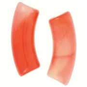 Curved tube beads 35x11mm in translucent acrylic - Red marbled pearl x6