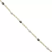 Chain with enameled Jaseron 4.1mm white black gold tone x 50cm