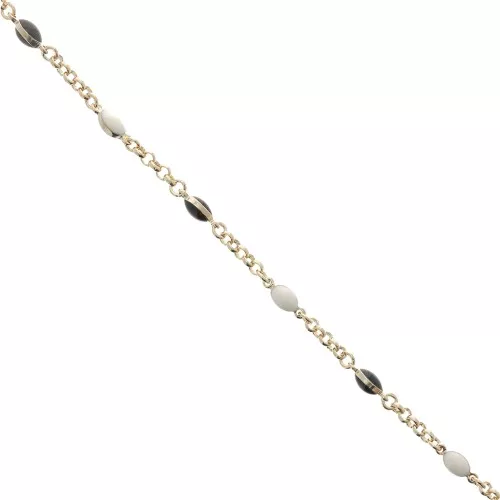 Chain with enameled Jaseron 4.1mm white black gold tone x 50cm