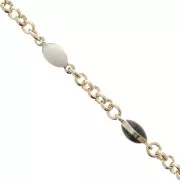 Chain with enameled Jaseron 4.1mm white black gold tone x 50cm