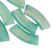 Curved tube beads 35x11 mm in opaque acrylic - Pearly marbled green x6