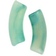 Curved tube beads 35x11 mm in opaque acrylic - Pearly marbled green x6