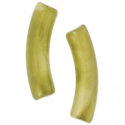 32x8 mm curved tube beads in translucent acrylic - Marbled olive pearl x6