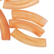32x8 mm curved tube beads in translucent acrylic - Orange marbled pearl x6