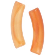 32x8 mm curved tube beads in translucent acrylic - Orange marbled pearl x6